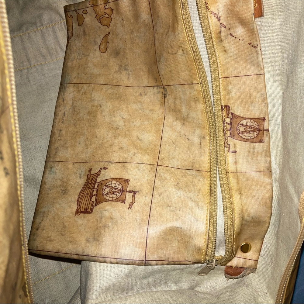 Alviero Martini Brown World Map Canvas Tote Bag - Picture 9 of 13